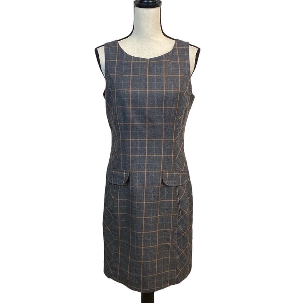 Tommy Hilfiger Gray Plaid Midi Dress